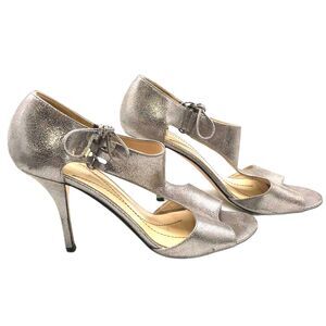 Kate Spade Silver Leather T-Strap Stiletto Heels - Size 10